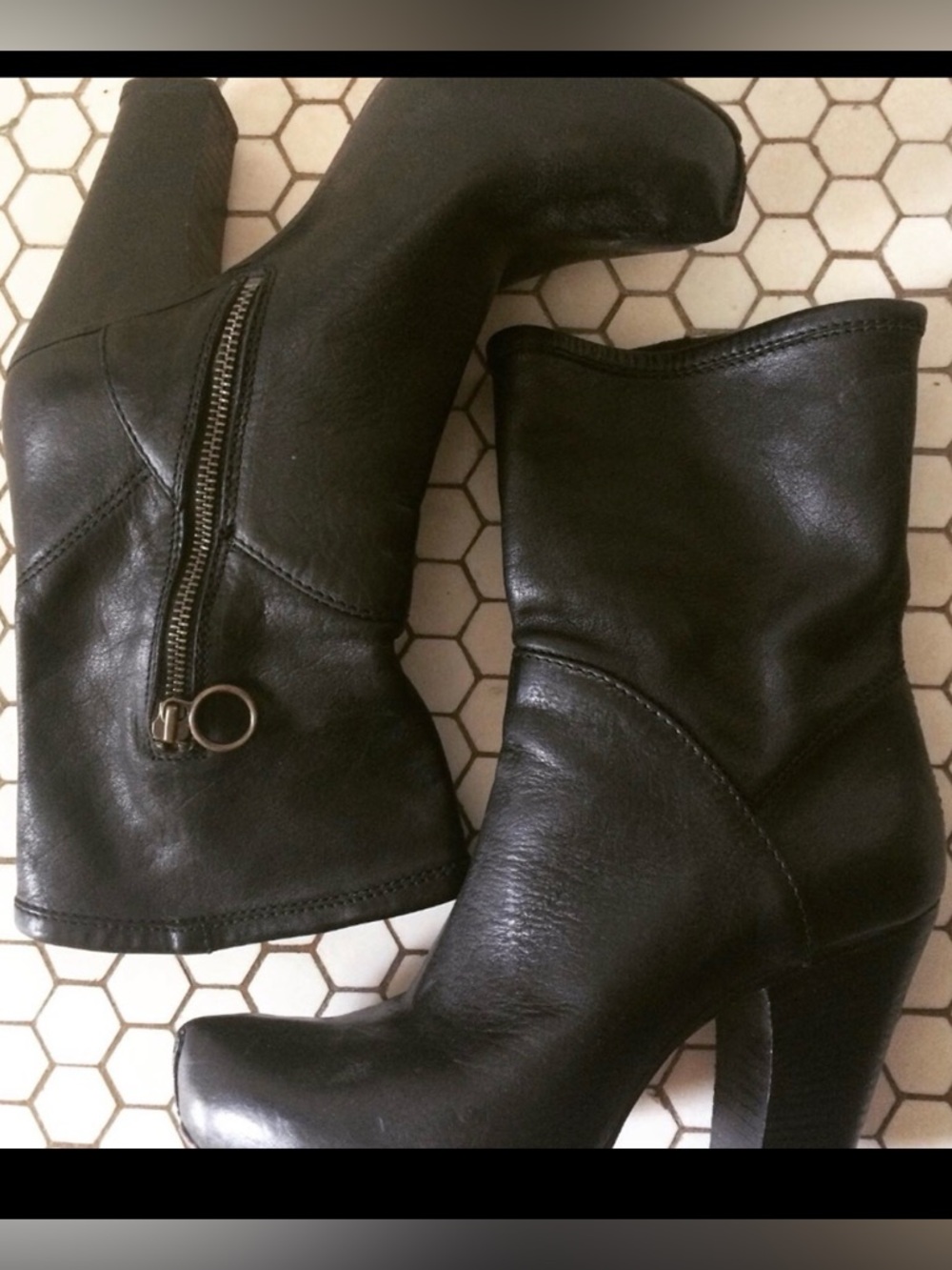 Fiorentini and  Baker Black Leather High Heeled Boots V